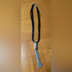 Rope and silver tone necklace